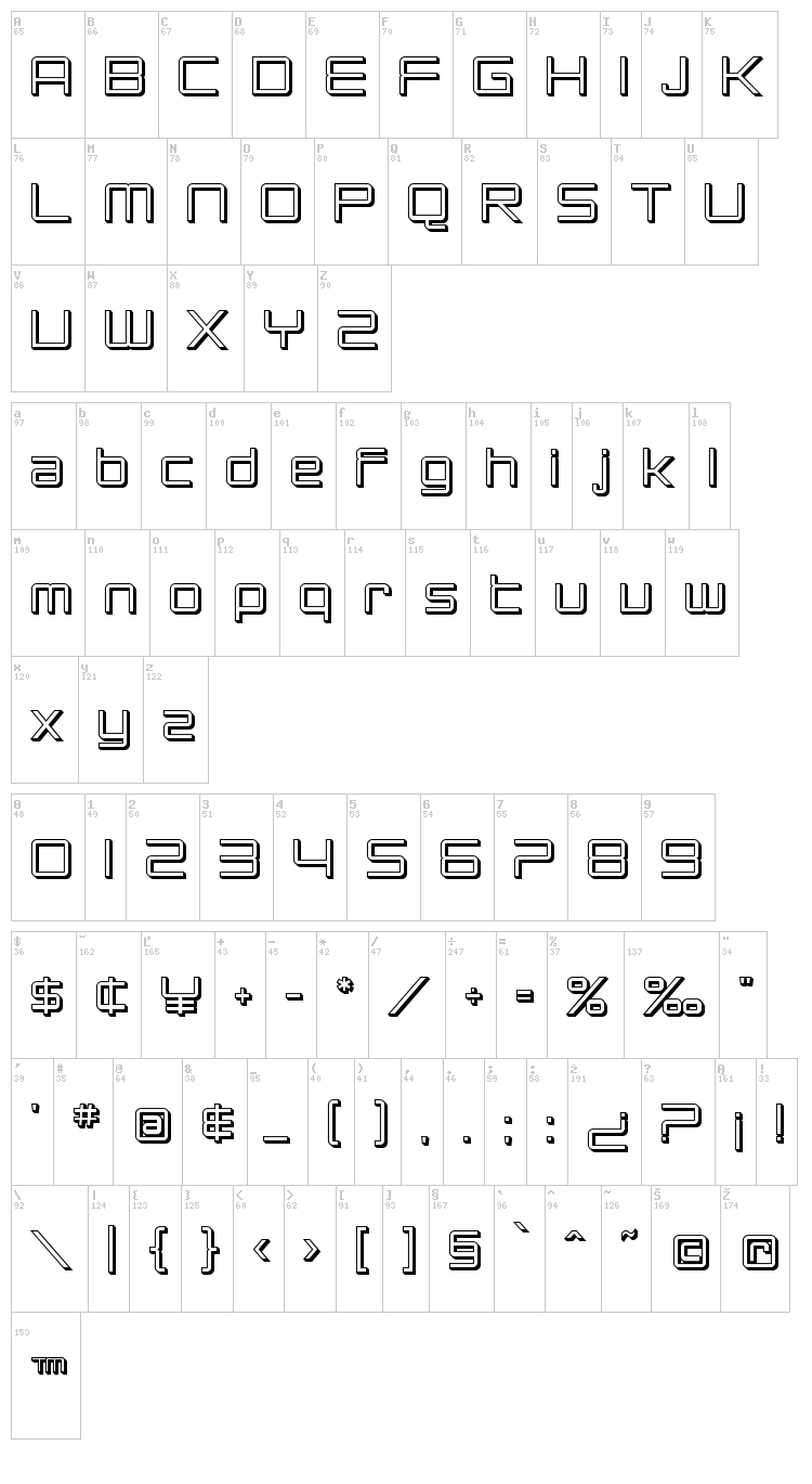 SF Chromium 24 font map
